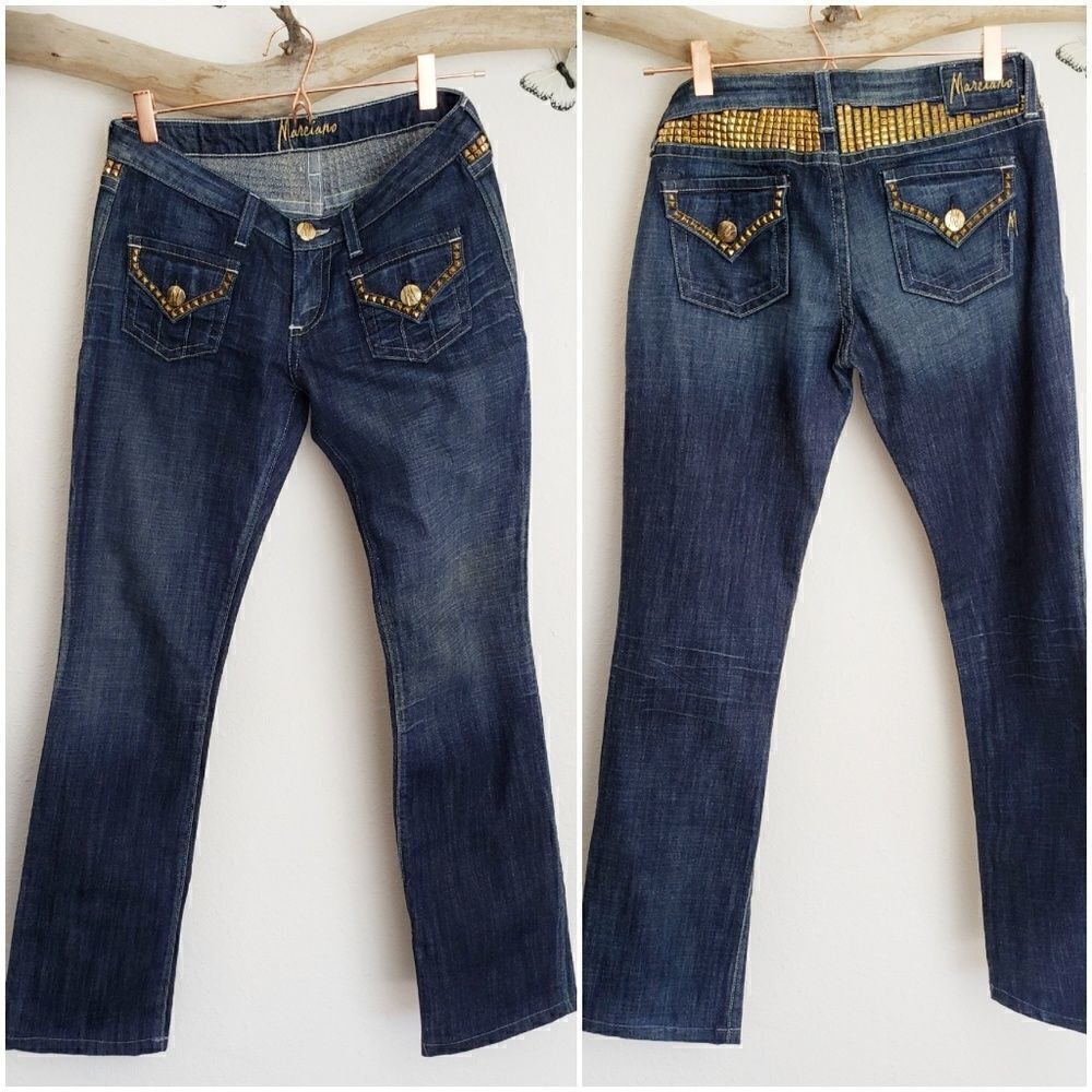 Marciano by guess dark flared Jean's with studs